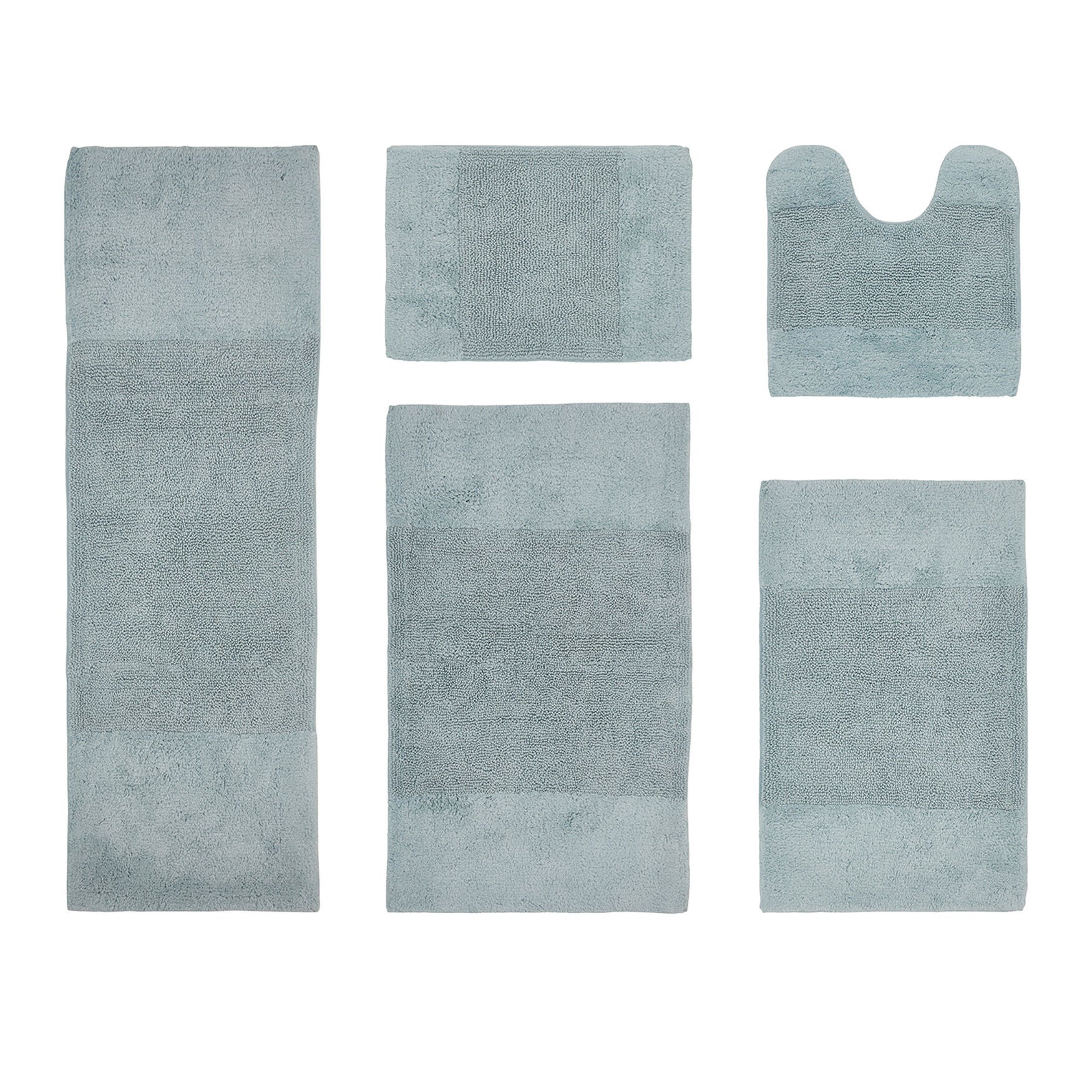 Granada Collection 100% Cotton 5 Piece (17 inches X 24 inches | 20 inches X 20 inches | 21 inches X 34 inches | 24 inches X 40 inches | 20 inches X 60 inches) Bath Rug Set, BLUE, hi-res image number 0