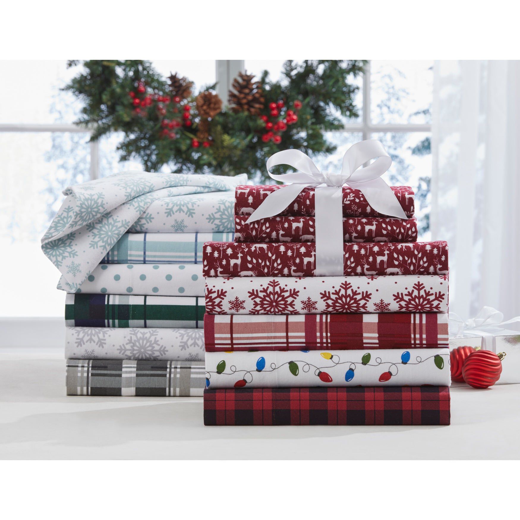 Cotton Flannel Print Sheet Set, LIGHTS, hi-res image number 0
