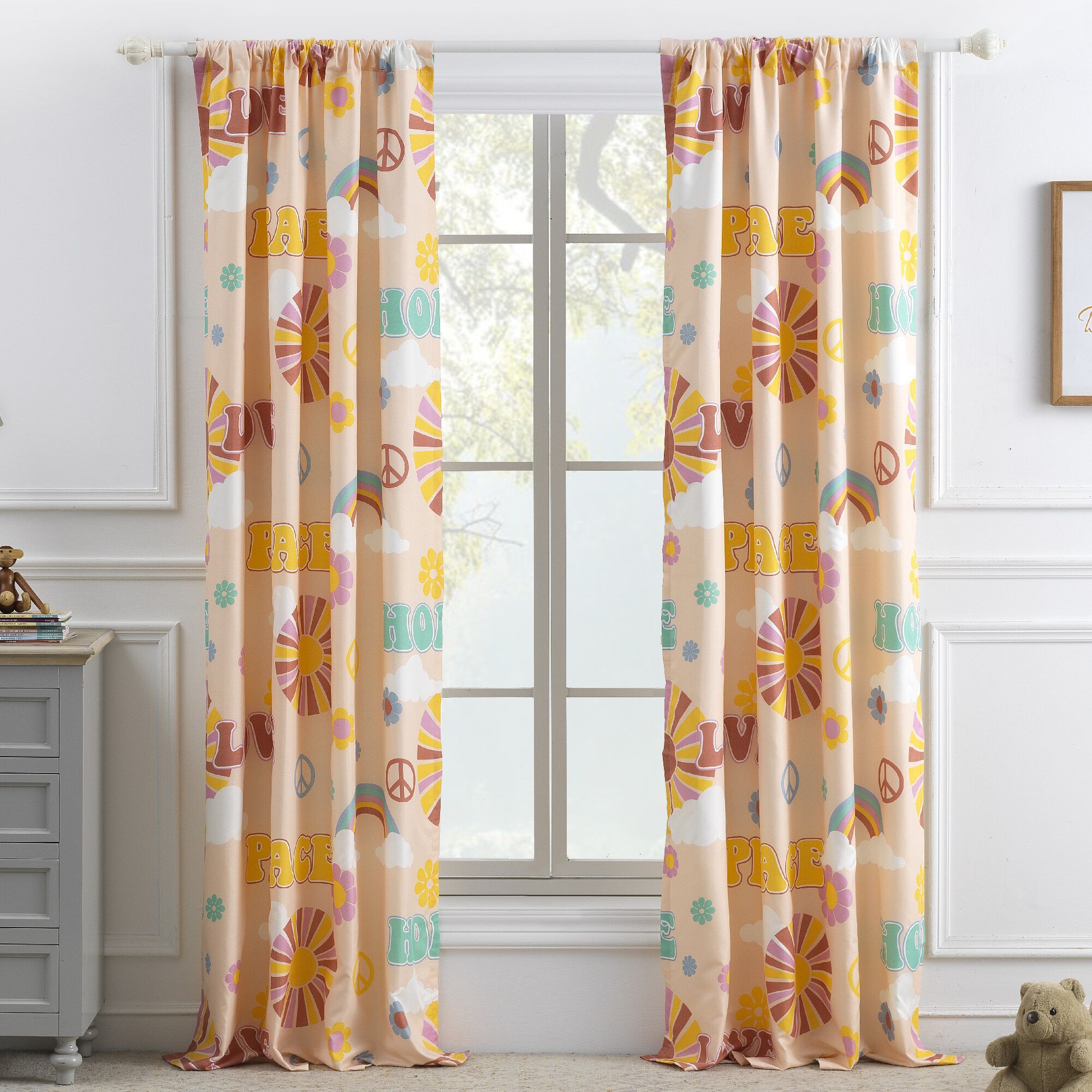Cassidy Window Curtain Panels, Set of 2, 84 inches, PEACH, hi-res image number 0