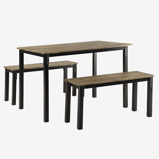 Boltzero Dining Table with 2 Benches, WASHED WALNUT, hi-res image number 0