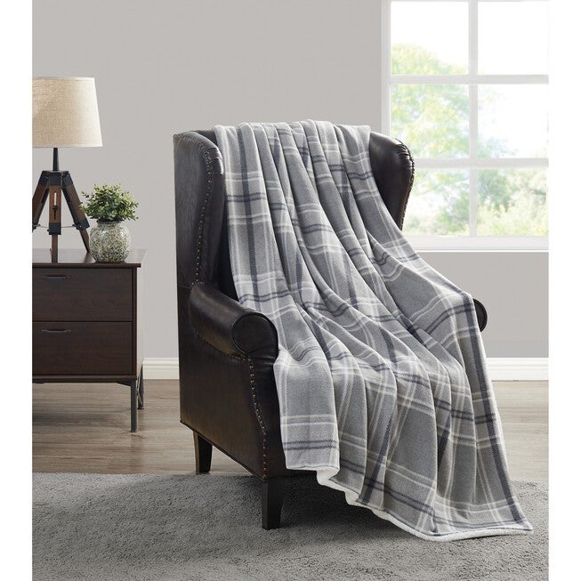 Cozy Teddy Plaid Blanket, , on-hover image number 1