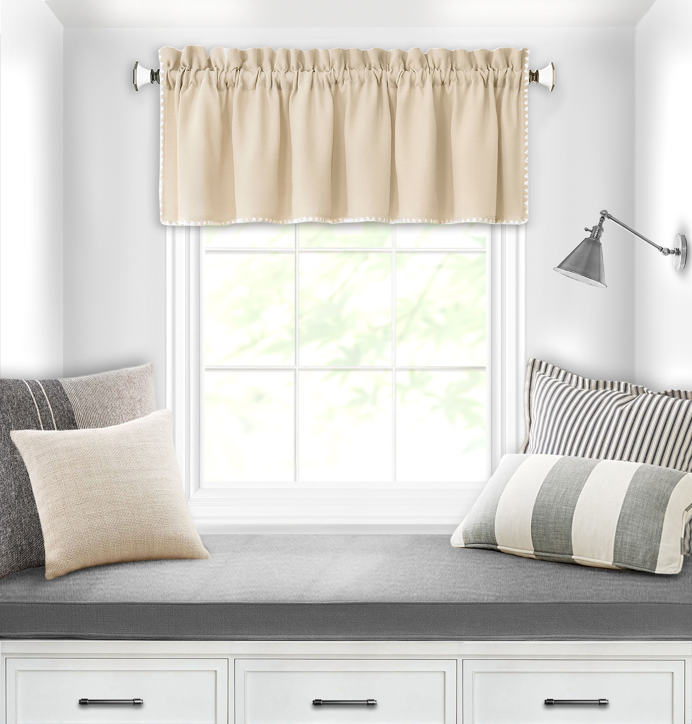 Kendal Window Curtain Valance, TAN, hi-res image number 0