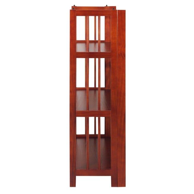 3-Shelf Folding Stackable Bookcase 27.5 inches Wide-Mahogany, , on-hover image number 1