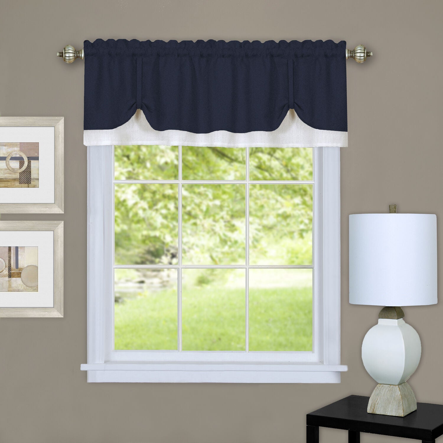 Darcy Window Curtain Valance, NAVY WHITE, hi-res image number 0