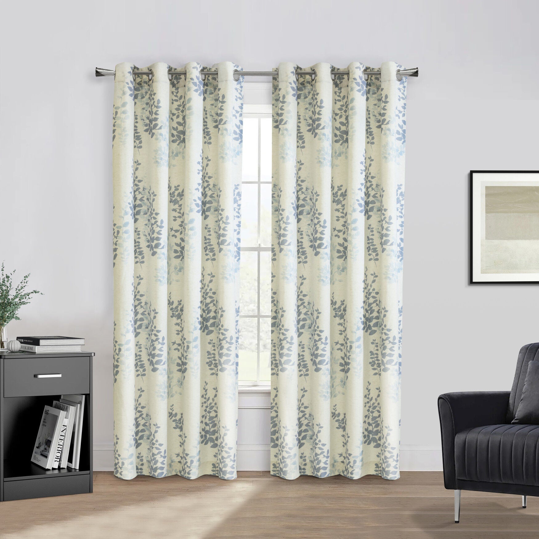 Lana Light Filtering Grommet Curtain Panel, BLUE, hi-res image number 0