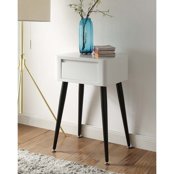 Black & White Side Table with Tall Legs , BLACK WHITE, hi-res image number null