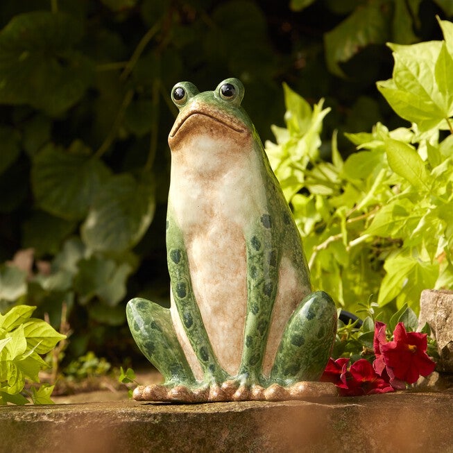 Ceramic Garden Frog Statue (Set of 2), GREEN/BEIGE, alternate image number null