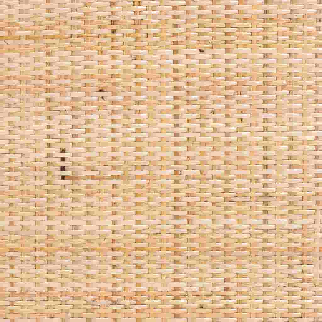 A close-up of the woven cane material used for the back of the stool.