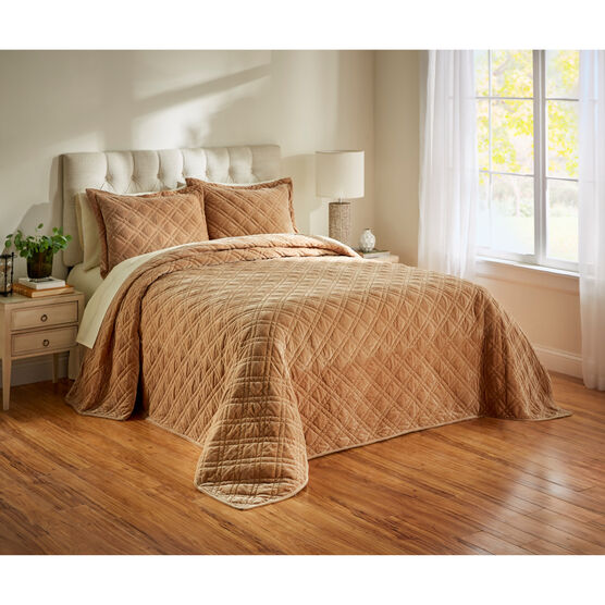 Velvet Diamond Quilted Bedspread, ALMOND, hi-res image number null