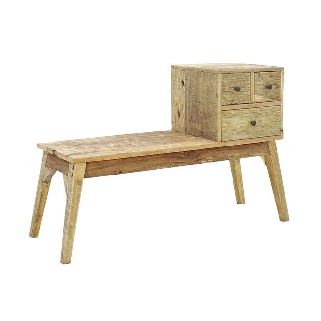 Java Wood Bench With Drawers, , on-hover image number 1