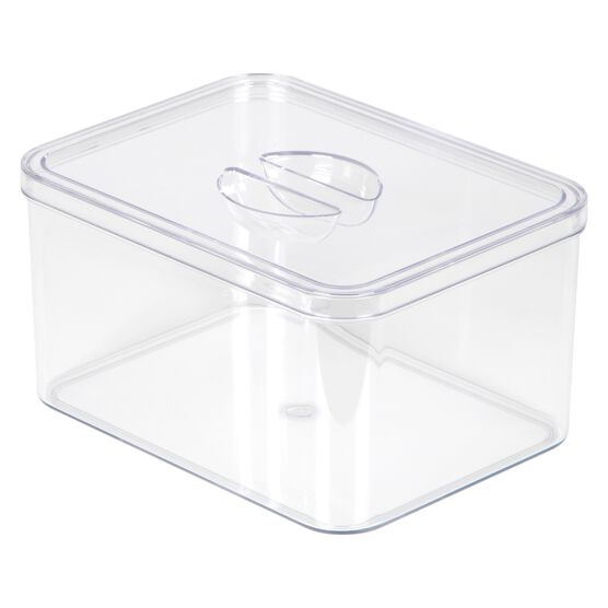 Clear Plastic Storage Bins With Grey Handles-Set Of 4 Large, Medium, Small Containers For Closet Fridge Organization, , alternate image number null