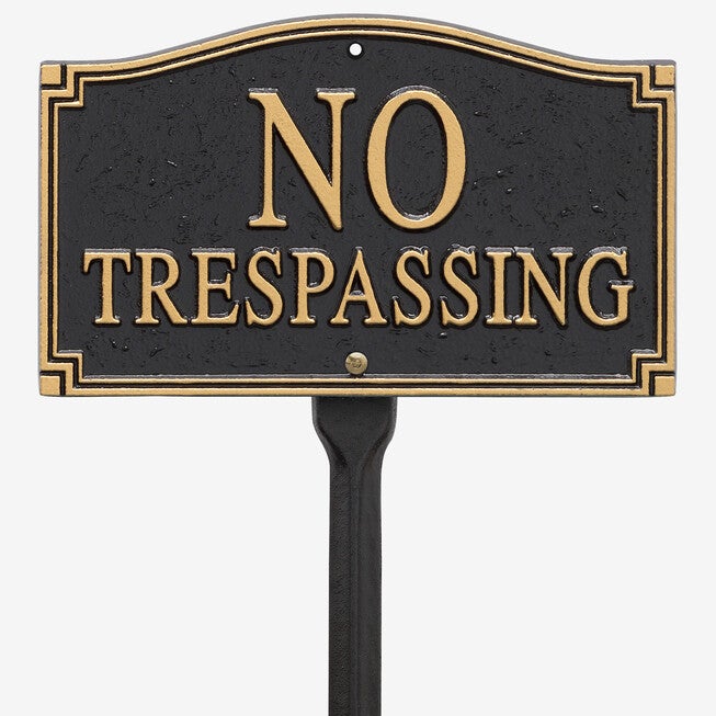 No Trespassing Statement Plaque, BLACK GOLD, hi-res image number null