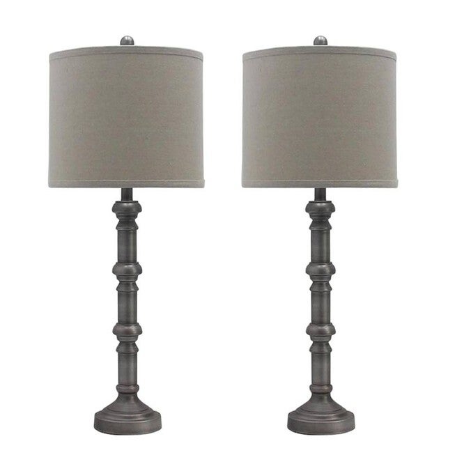 31 inches Antique Silver Metal Table Lamp, Set 2, SILVER, hi-res image number null