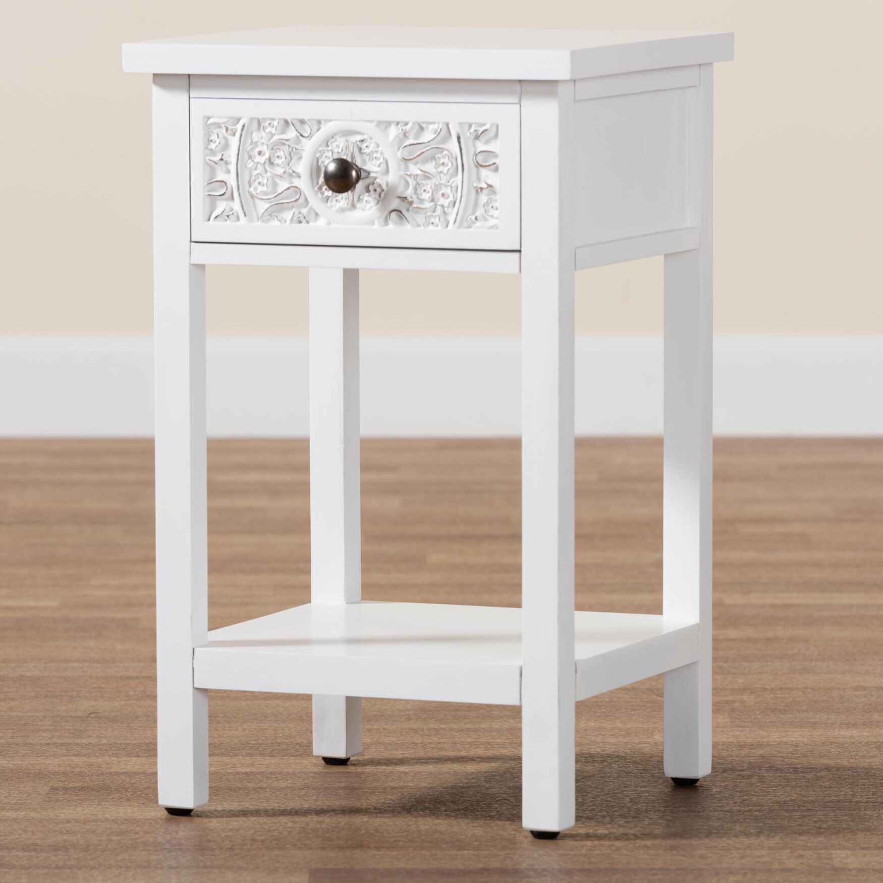 Yelena Classic And Traditional White Finished Wood 1-Drawer End Table, , alternate image number 8