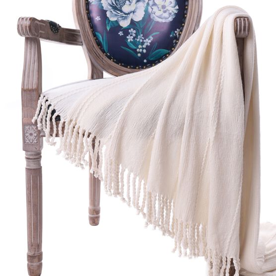 Battilo Home Cable Knit Woven Luxury Throw Blanket With Tasseled Ends, 50"x60", , alternate image number null