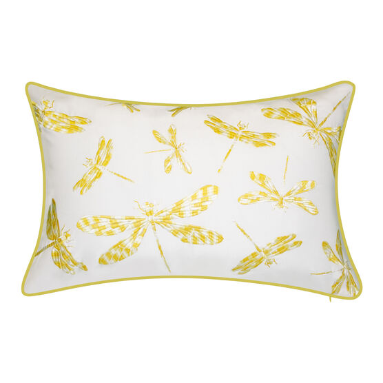 Indoor & Outdoor Embroidered Dragonflies Decorative Pillow, CITRON WHITE, hi-res image number null
