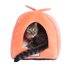 Cat Pet Small Dog Cave Shape Bed, Orange, ORANGE IVORY, hi-res image number null