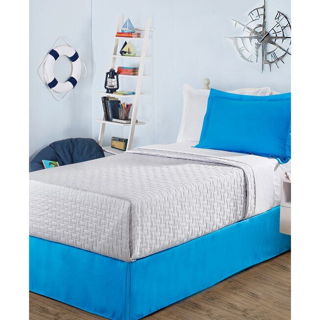Luxury Hotel Kids Tailored 14 inches Drop Blue Bed Skirt, MEDIUM BLUE, hi-res image number 0