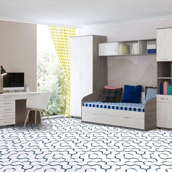Retro 12x12 Self Adhesive Vinyl Floor Tile - Geo Puzzle - 20 Tiles/20 sq. ft., , on-hover image number null