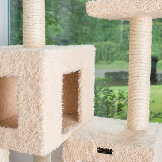 Multi-Level Real Wood Cat Tree With Two Condos Perches, , alternate image number null