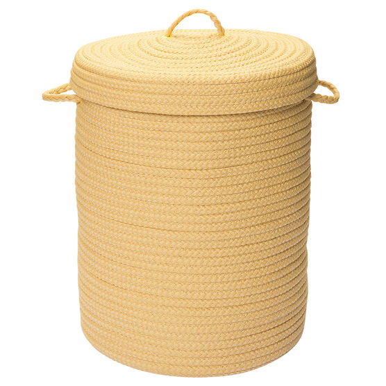 Solid Texture Hamper with Lid, YELLOW, hi-res image number null