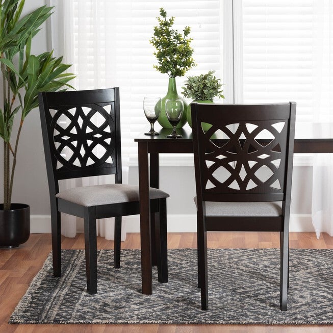 Abigail Modern Beige Fabric And Dark Brown Finished Wood 2-Piece Dining Chair Set, , alternate image number null