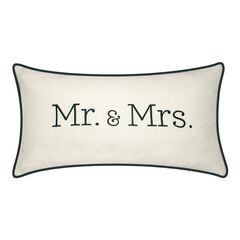 Celebrations ""Mr. & Mrs."" Embroidered Decorative Pillow