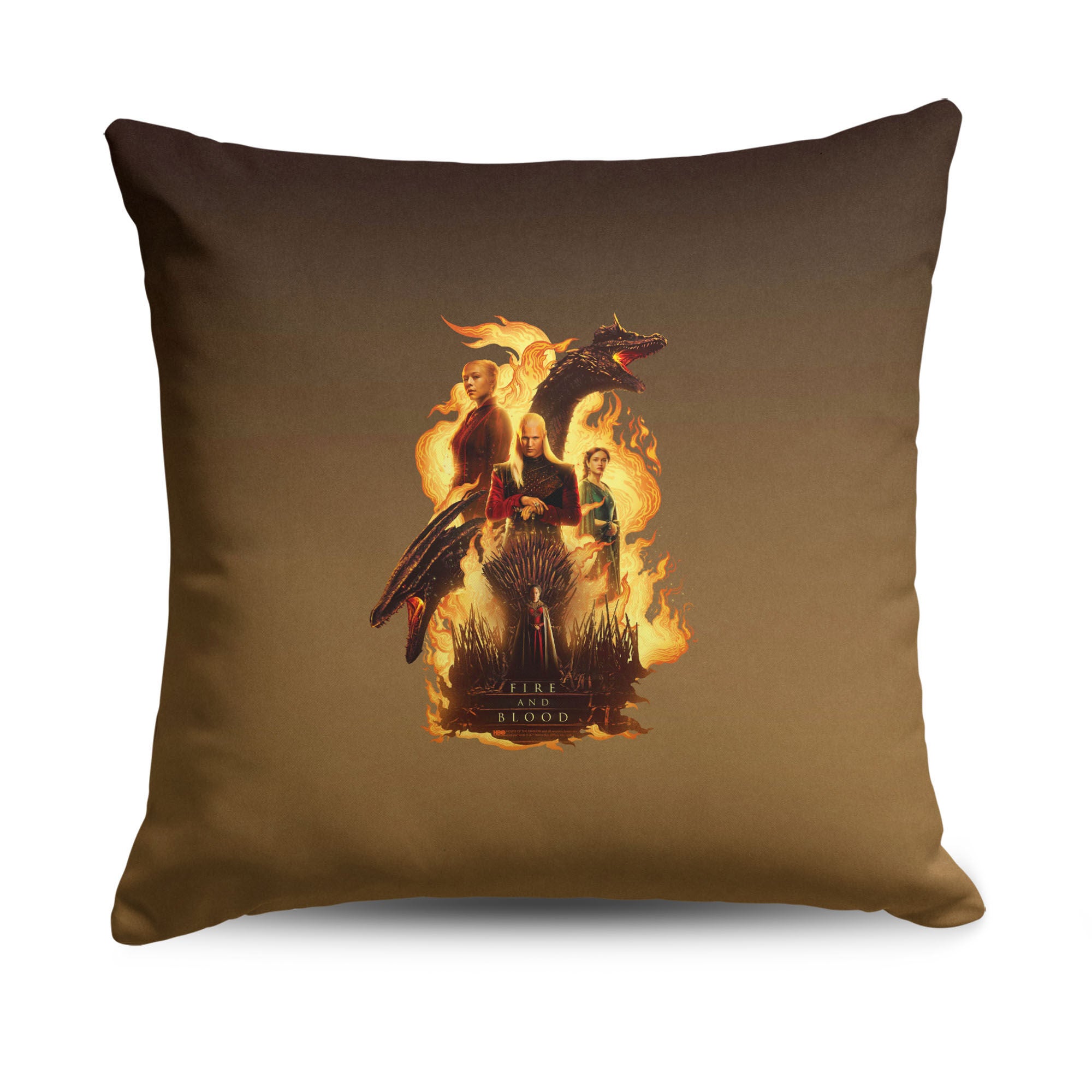 Warner Bros. House of the Dragon Fire and Blood Reigns Throw Pillow 18X18 Inches, BROWN, hi-res image number 0