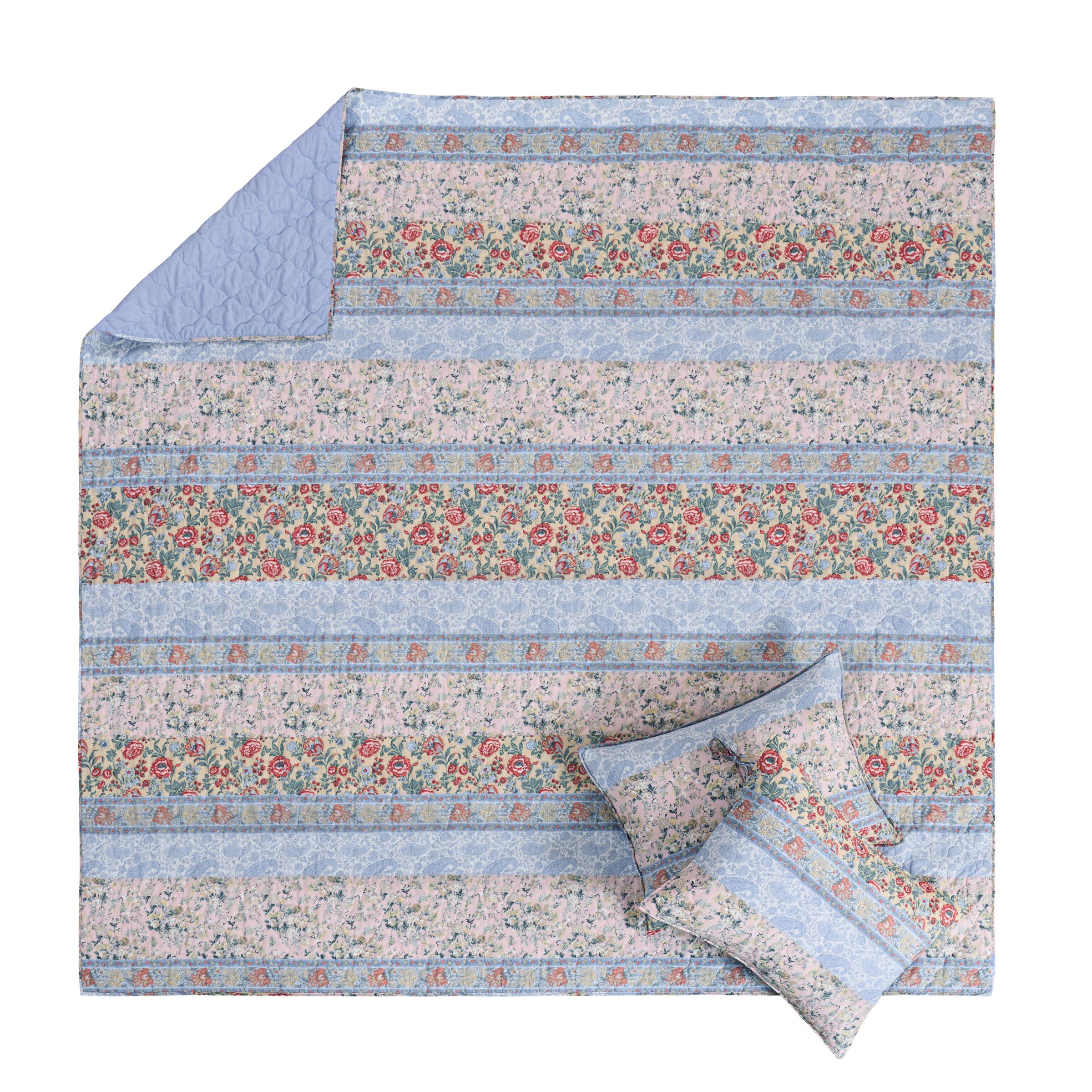 Kressida Garden Floral Collage Reversible Quilt Set, BLUE, alternate image number 2