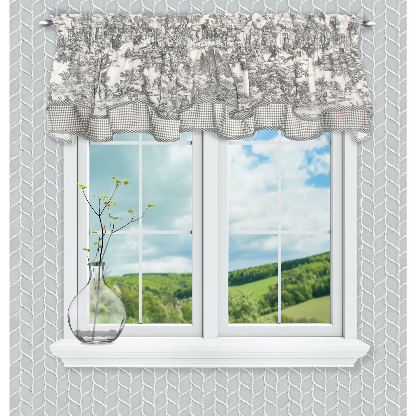 Victoria Park Two Fabric Bradford Valance, GREY, hi-res image number 0