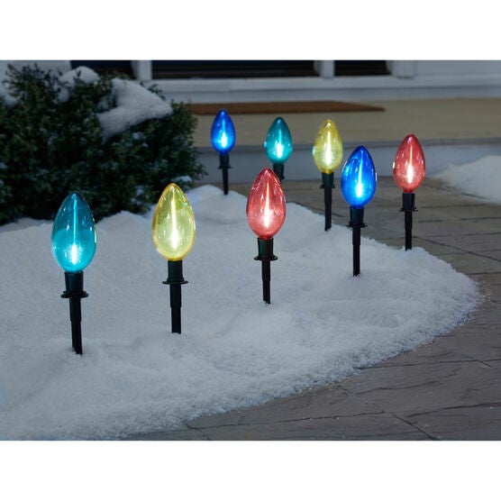 LED C7 Bulb Multi-Color Pathway Lights, Set of 8, MULTI, hi-res image number null