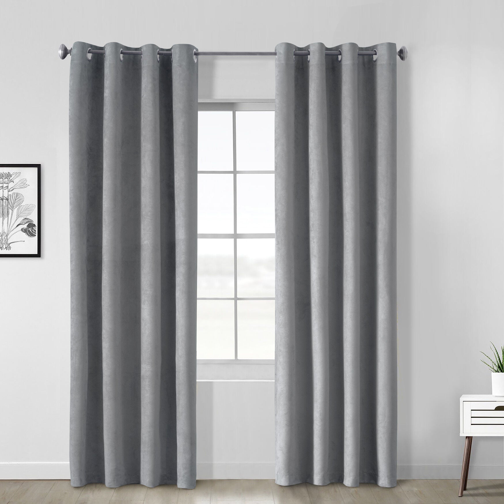 Navar Blackout Grommet Curtain Panel, DARK GREY, hi-res image number 0