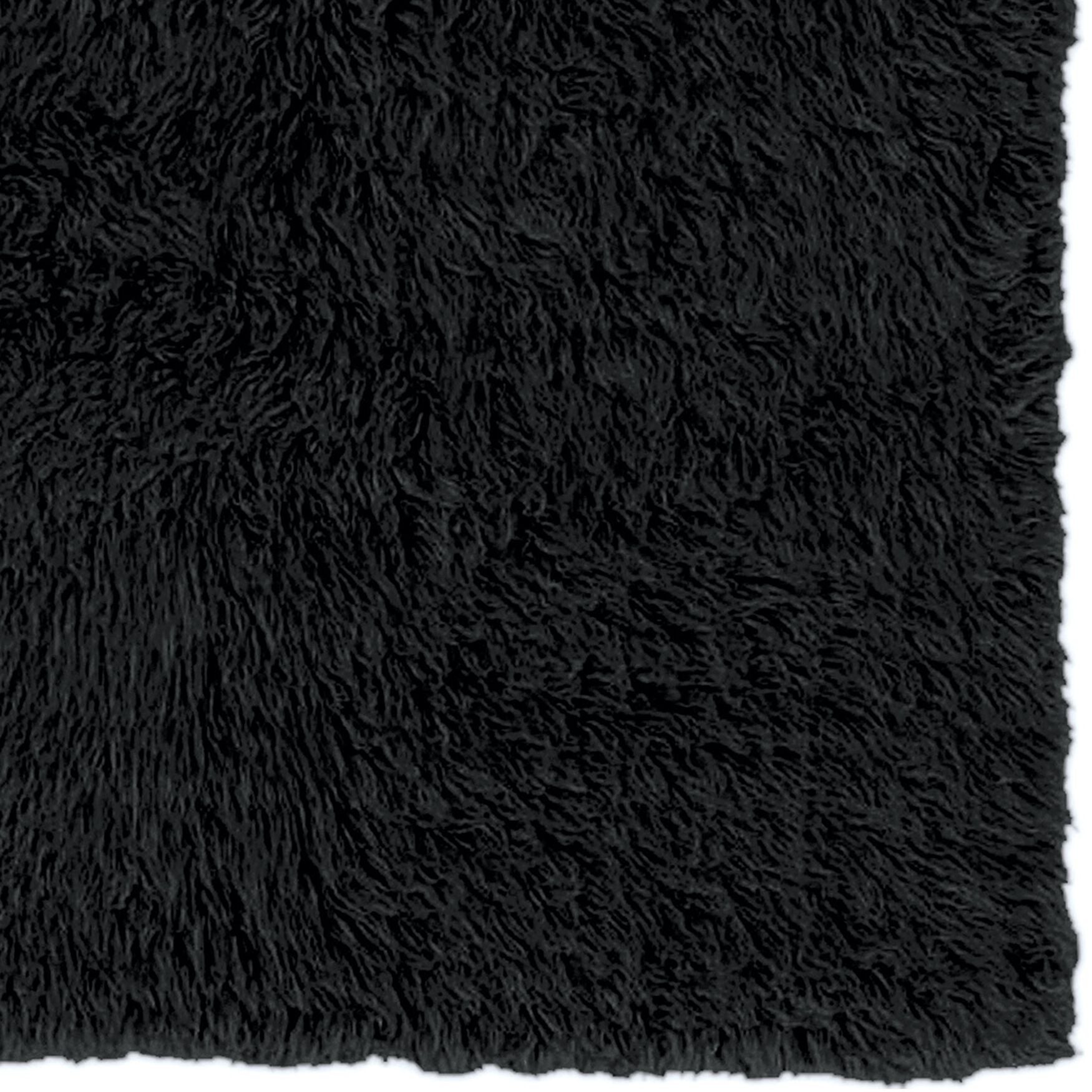 Flokati Black Rug, , on-hover image number 1