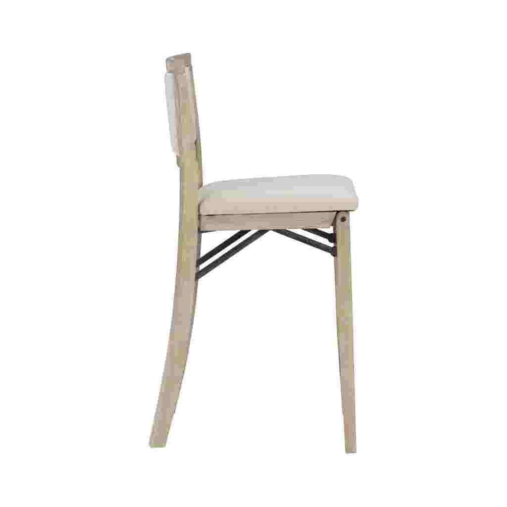 Side view of a grey wash folding counter stool