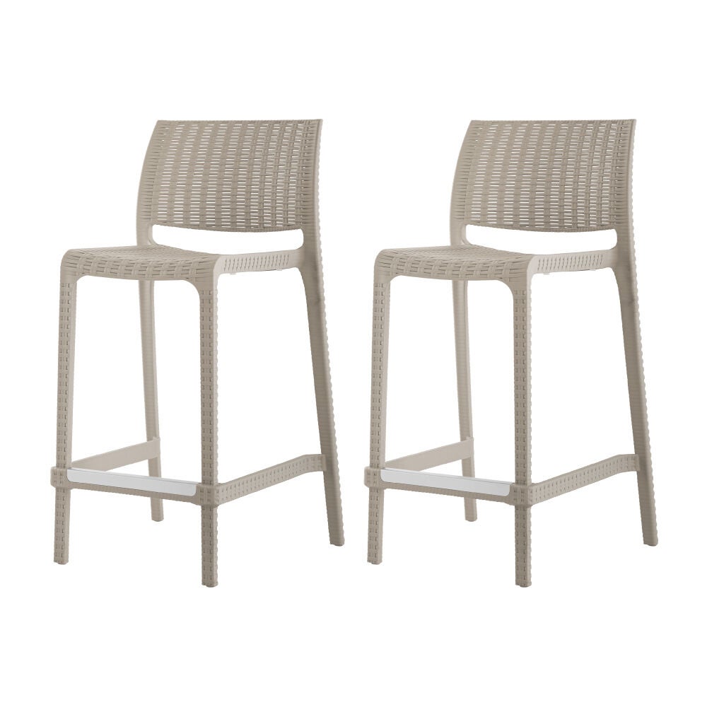 Set of 2 Rue Outdoor Stackable Counter Stool, TAUPE, on-hover image number 1