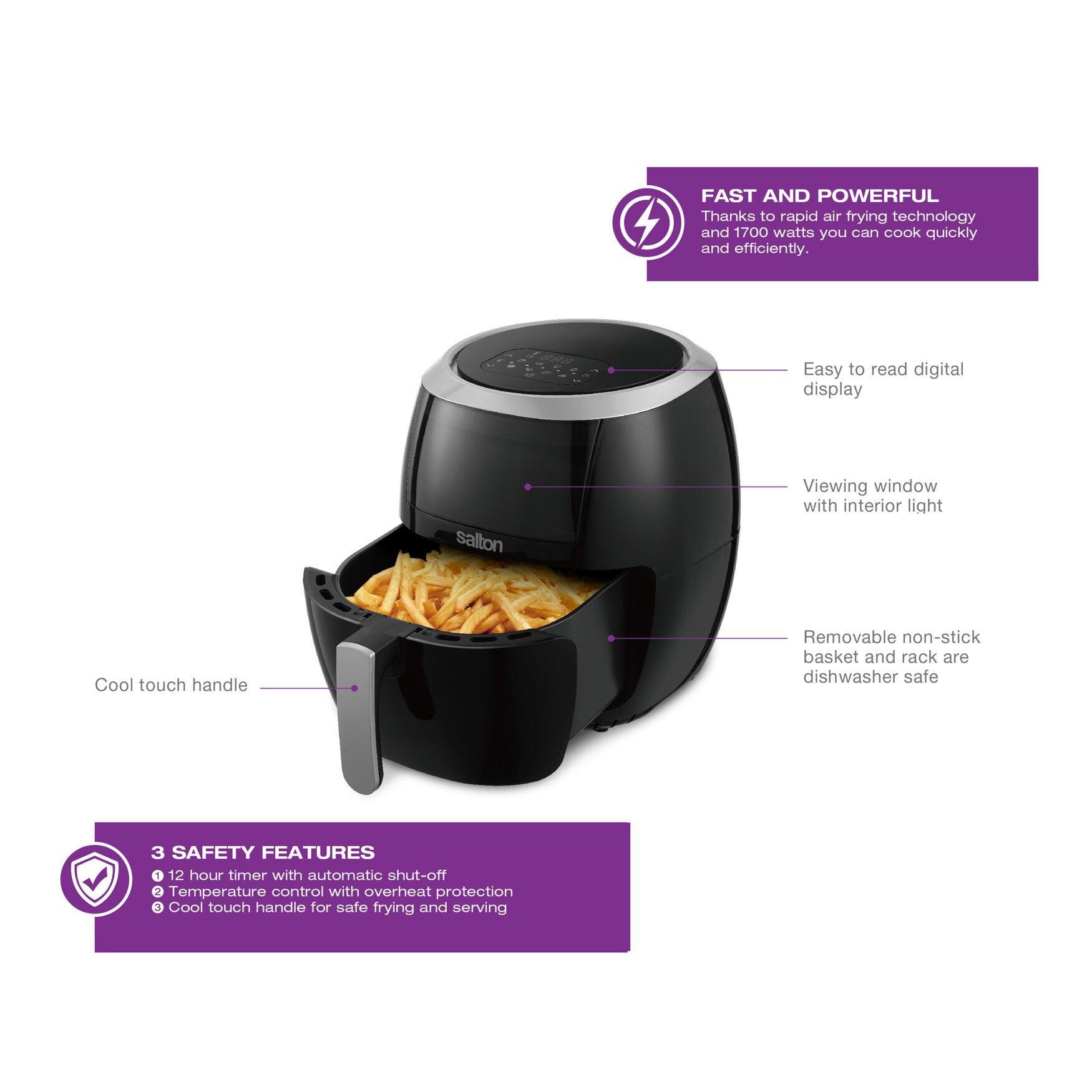 Salton&reg; XL Digital Air Fryer with Viewing Window, , alternate image number 8