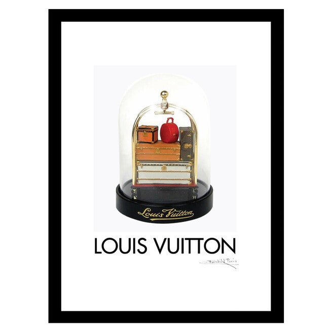 Louis Vuitton Luggage Cart Snowglobe - Orange / Black - 14x18 Framed Print, ORANGE BLACK, hi-res image number 0