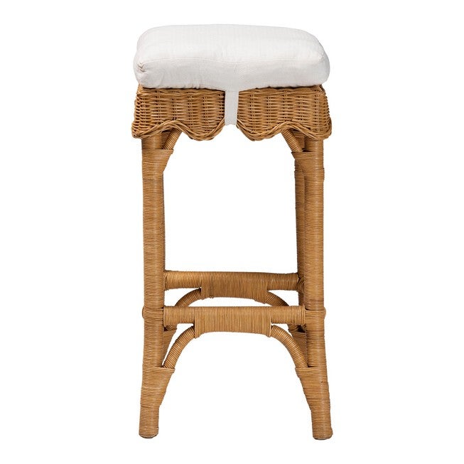 Muy Bohemian Scallop Honey Rattan Bar Stool, HONEY, alternate image number null