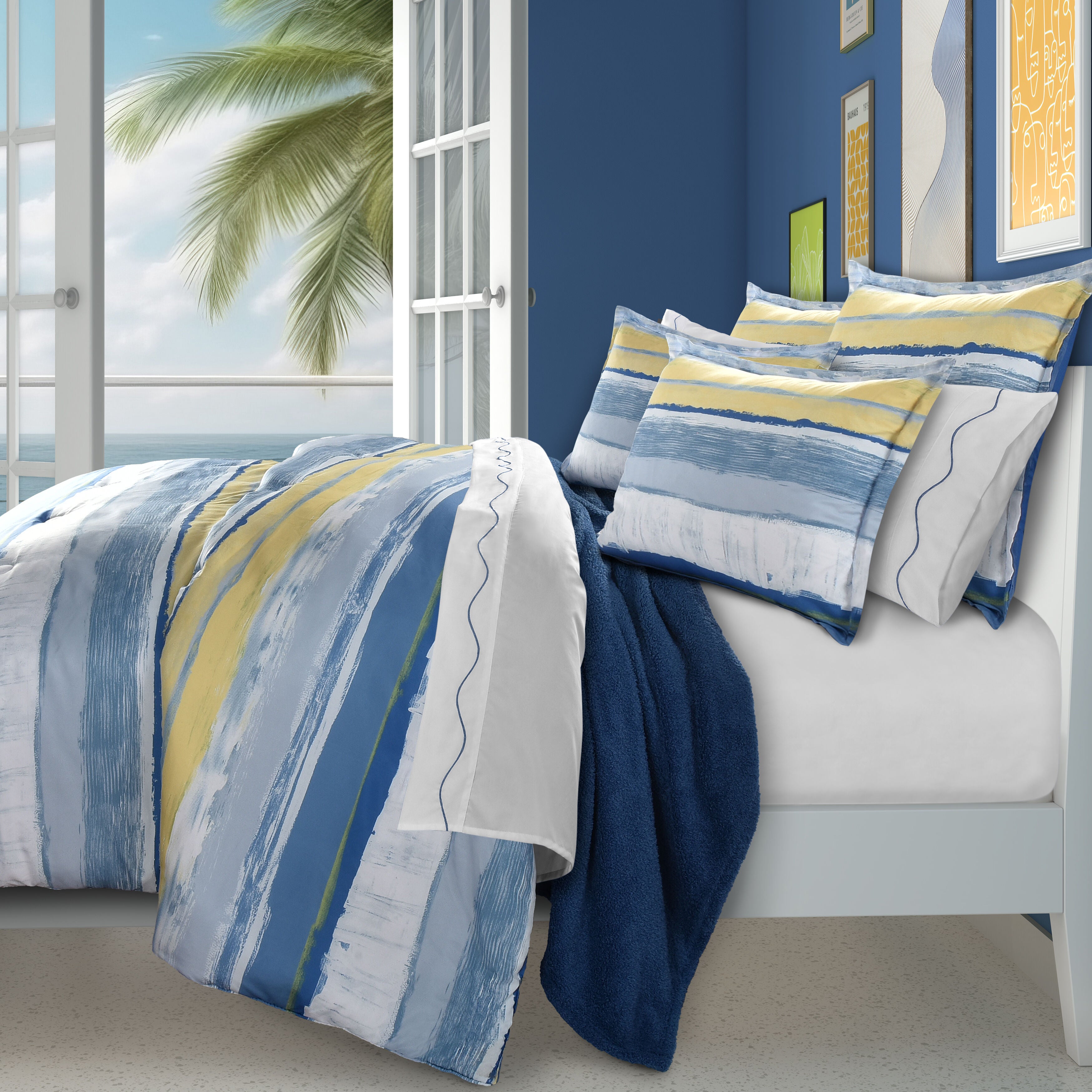 SEASHORE KING/CAL KING 3PC. COMFORTER SET, BLUE, alternate image number 2