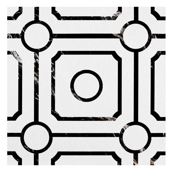 Retro 12x12 Self Adhesive Vinyl Floor Tile - Carrera - 20 Tiles/20 sq. ft., BLACK WHITE, hi-res image number null