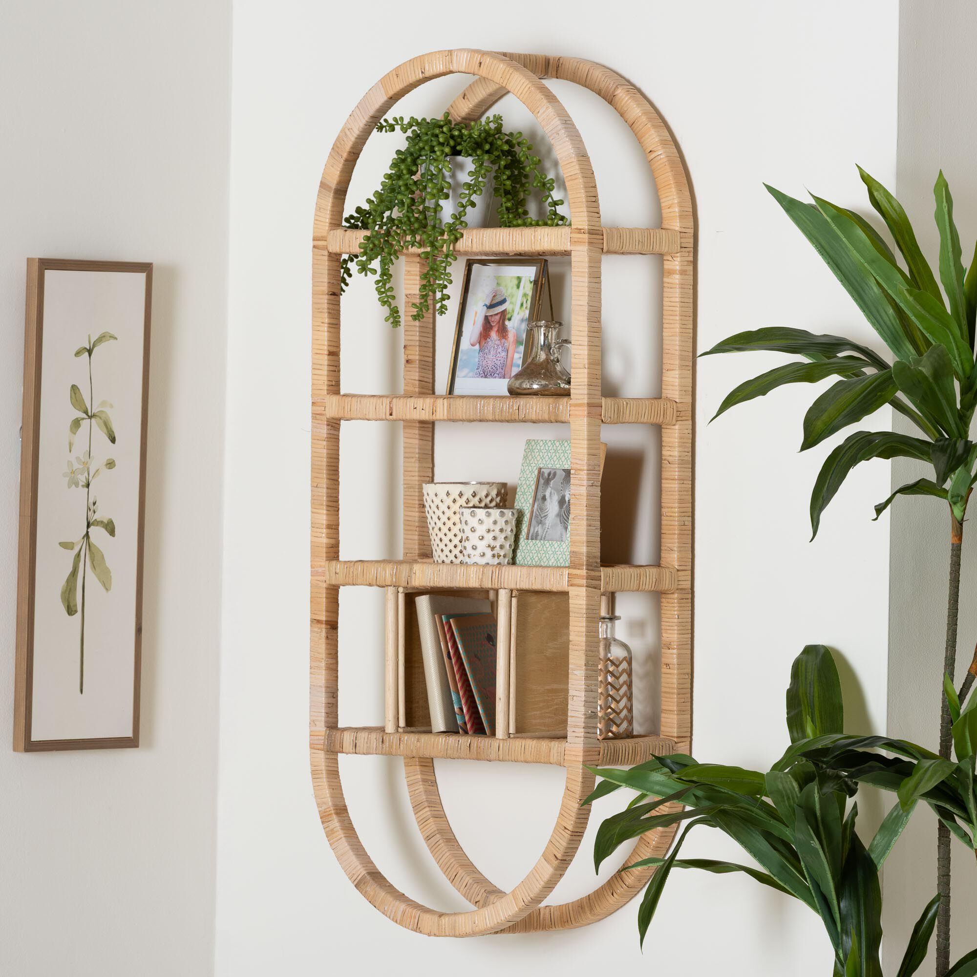 Labonita Natural Rattan Wall Shelf, BROWN, hi-res image number 0