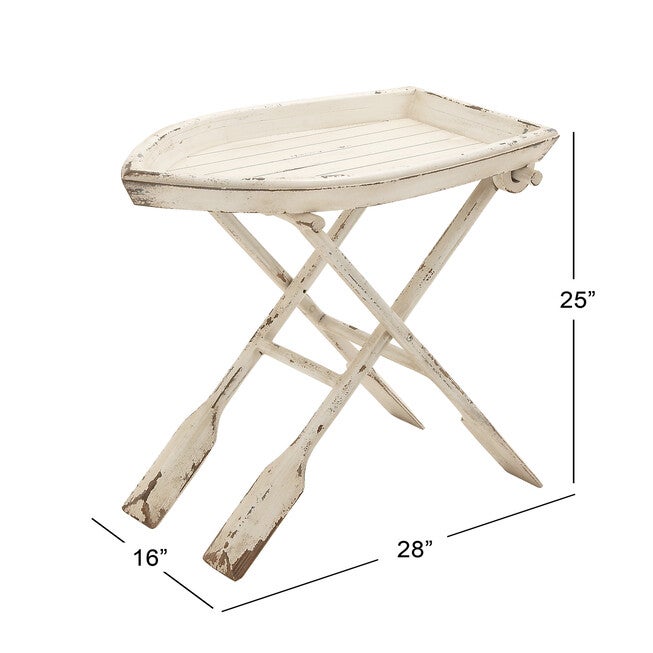 White Chinese Fir Coastal Accent Table, 25x28x16, , alternate image number null