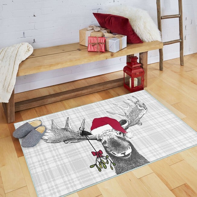 Holiday Moose Grey Kitchen Rug, , alternate image number null