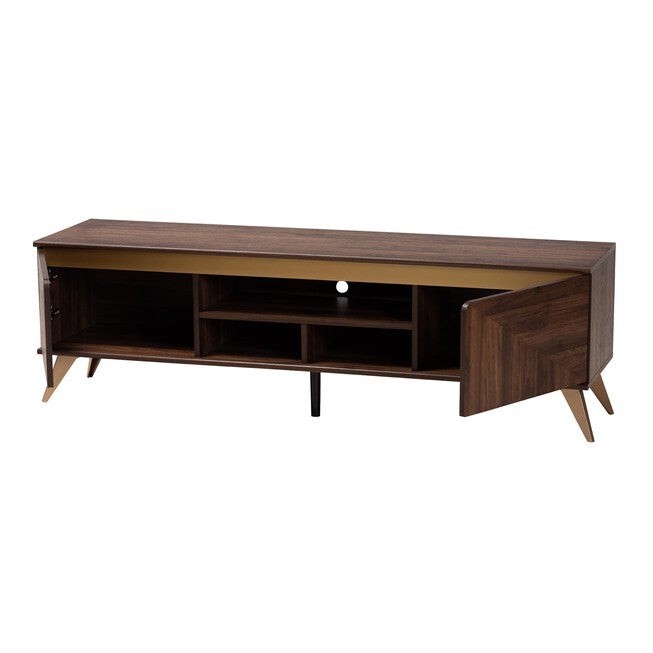 Graceland Mid-Century Modern Transitional Walnut Brown Finished Wood 2-Door Tv Stand, , on-hover image number null