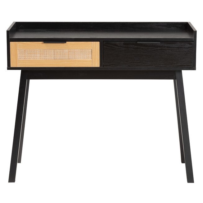 Kalani Mid-Century Modern Two-Tone Espresso Brown And Natural Brown Finished Wood 2-Drawer Console Table, , alternate image number 2