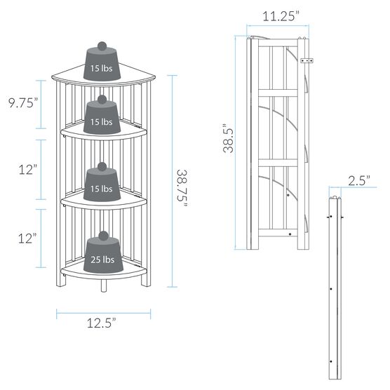 4-Shelf Corner Folding Bookcase-Natural, , alternate image number null