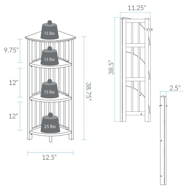 4-Shelf Corner Folding Bookcase-Natural, , alternate image number 6