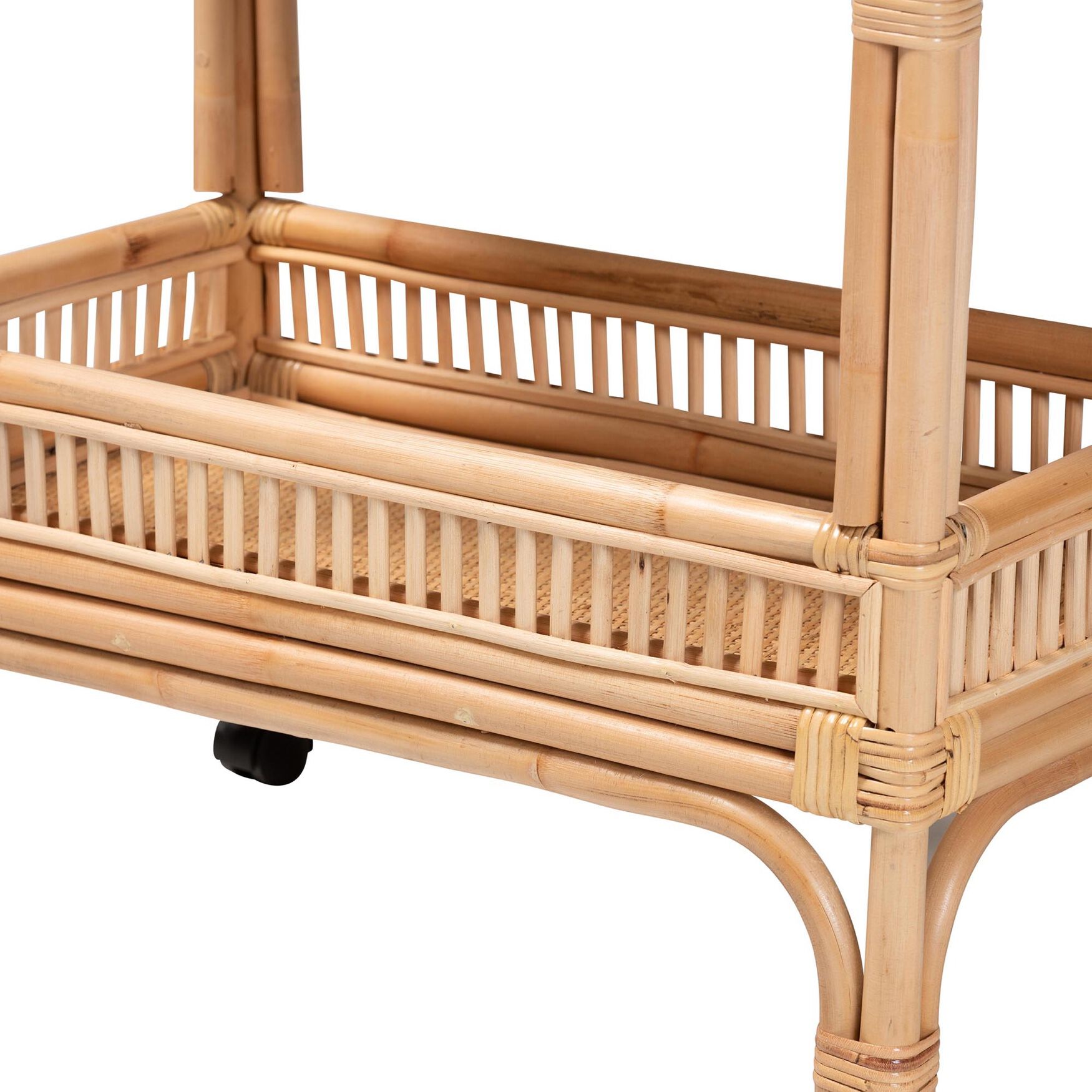 Lombok Modern Bohemian Natural Brown Rattan Wine Cart, , alternate image number 10