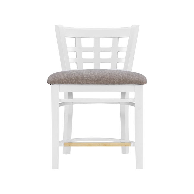 Lola Counter Stool White Upholstered Set of 2, , alternate image number null