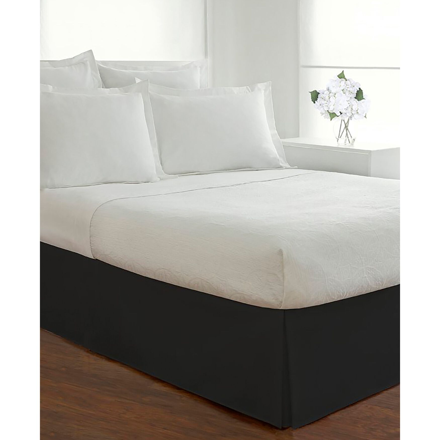 Today&#39;s Home Microfiber Tailored Black 14 inches Bed Skirt, BLACK, hi-res image number 0